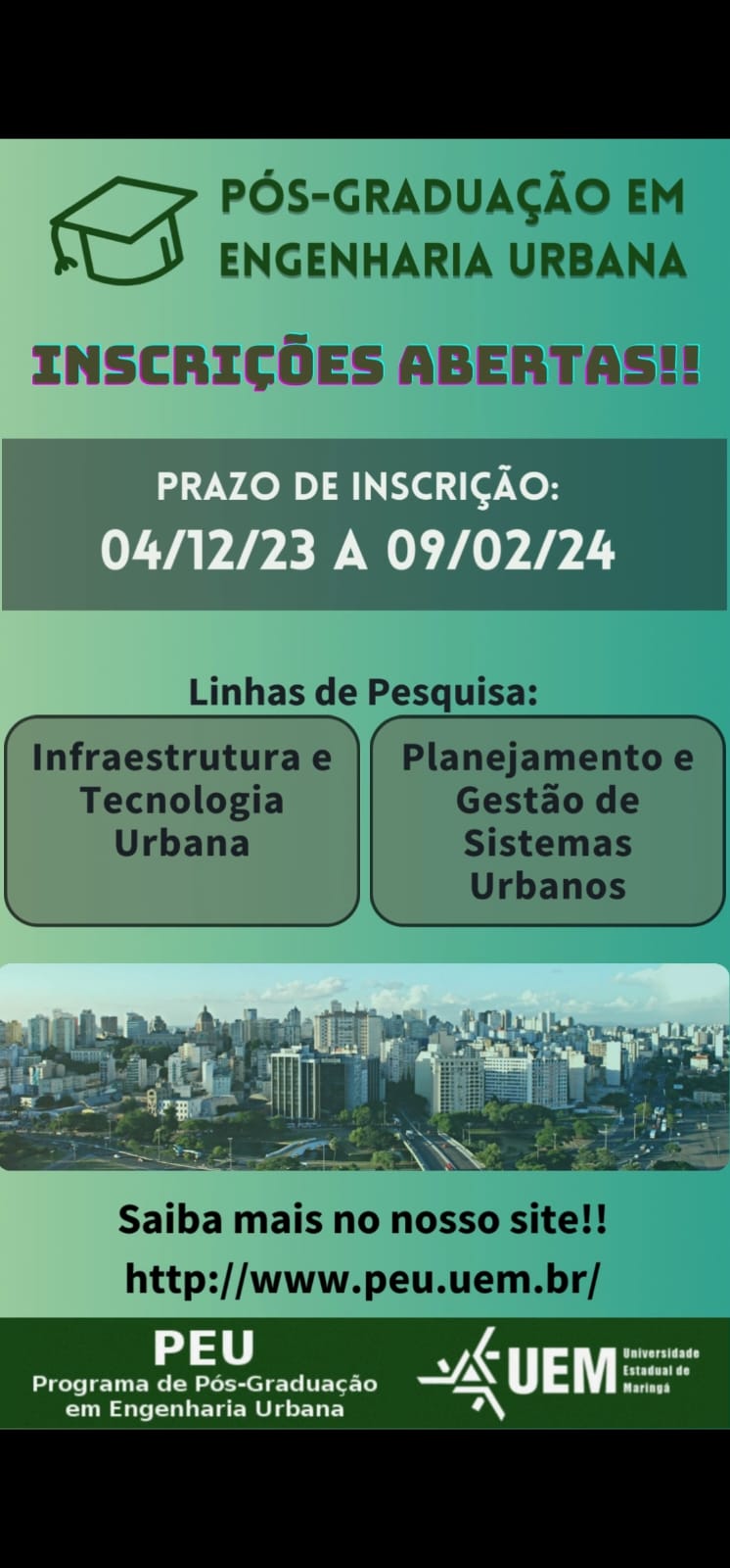 Pós-Graduação em Engenharia Urbana – UEM