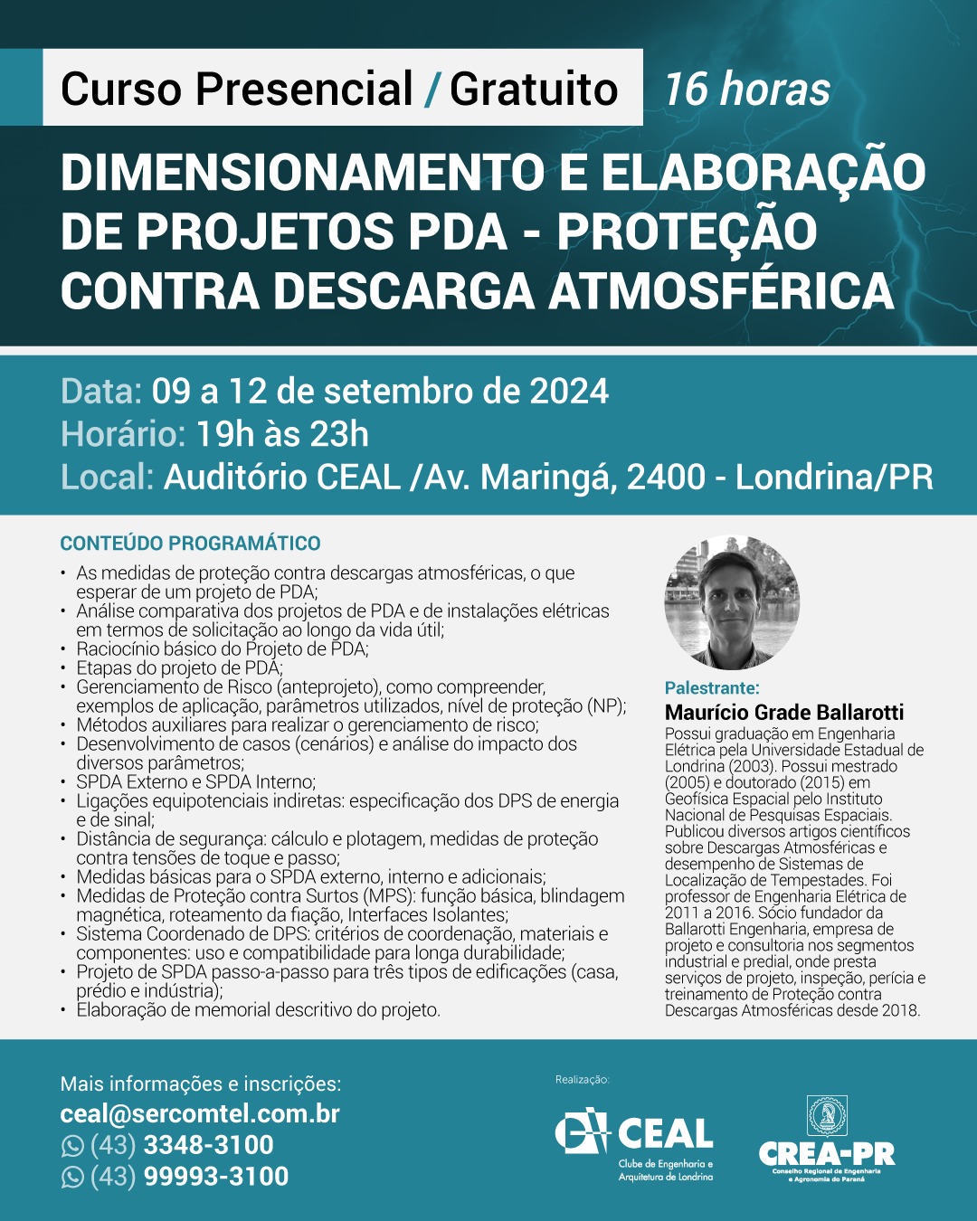 Dimensionamento e Elaboração de Projetos PDA – Proteção contra Descarga Atmosférica – CEAL