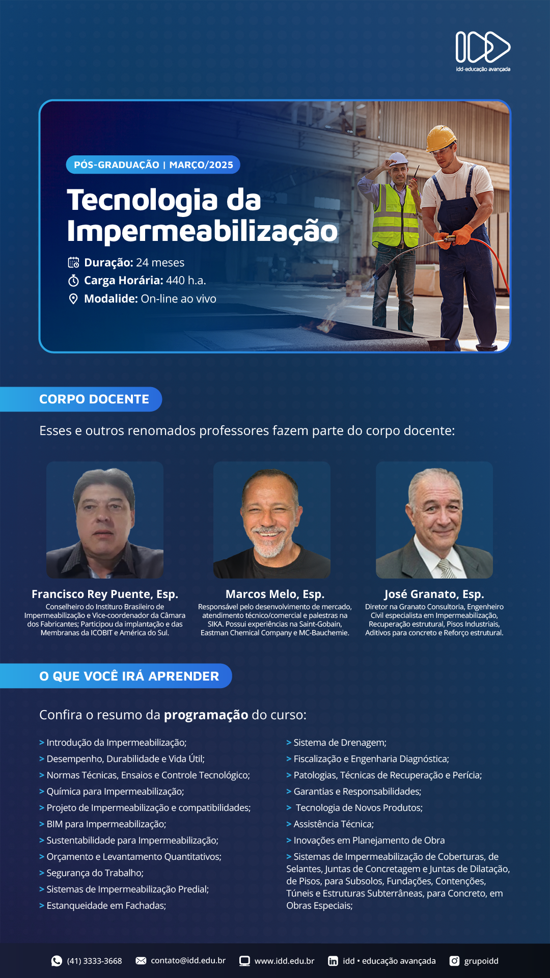 Pós-Graduação em Tecnologia da Impermeabilização – IDD