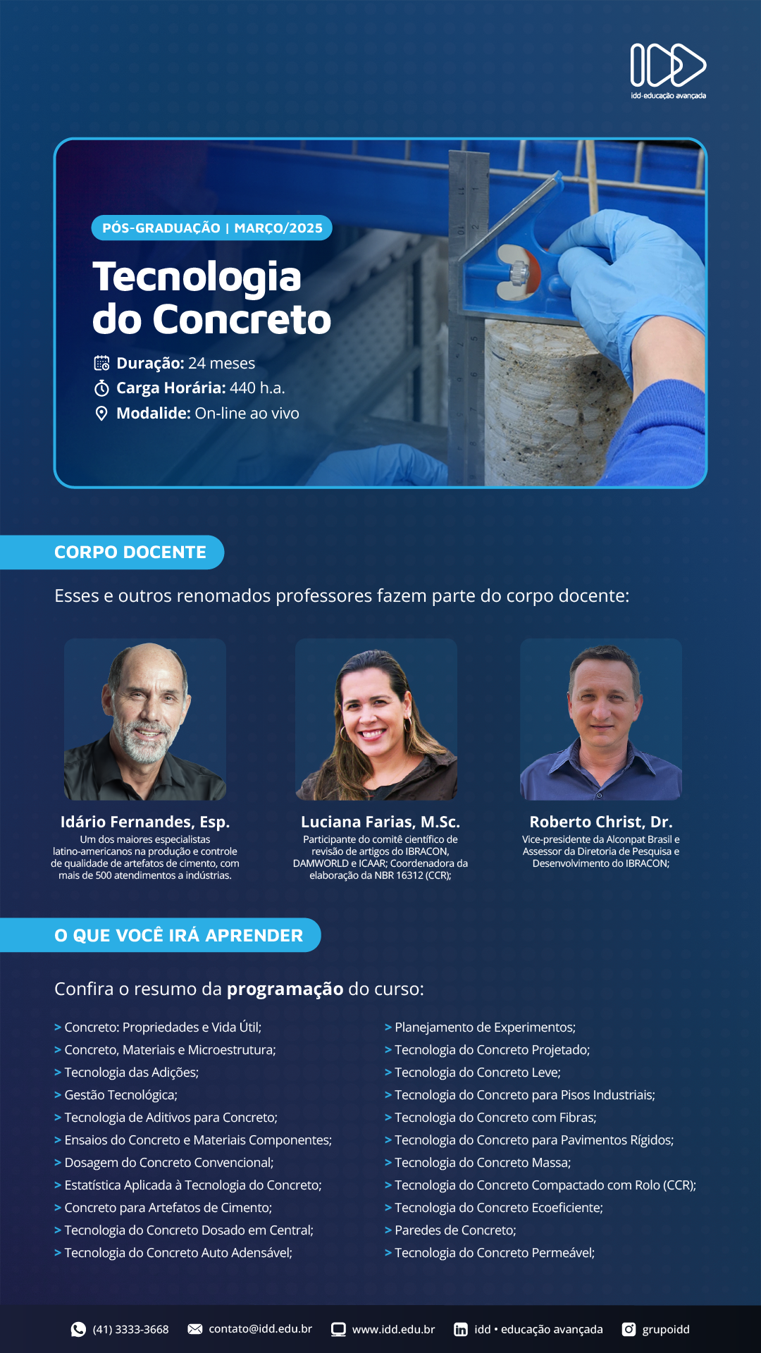 Pós-Graduação em Tecnologia do Concreto – IDD