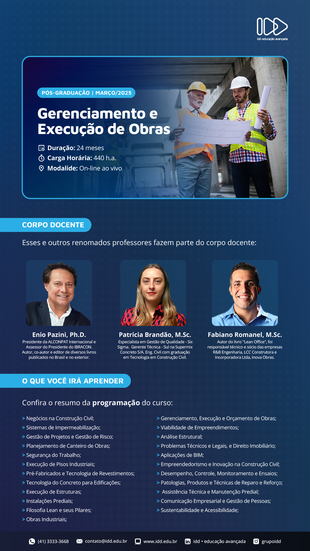 Gerenciamento e Execução de Obras – IDD