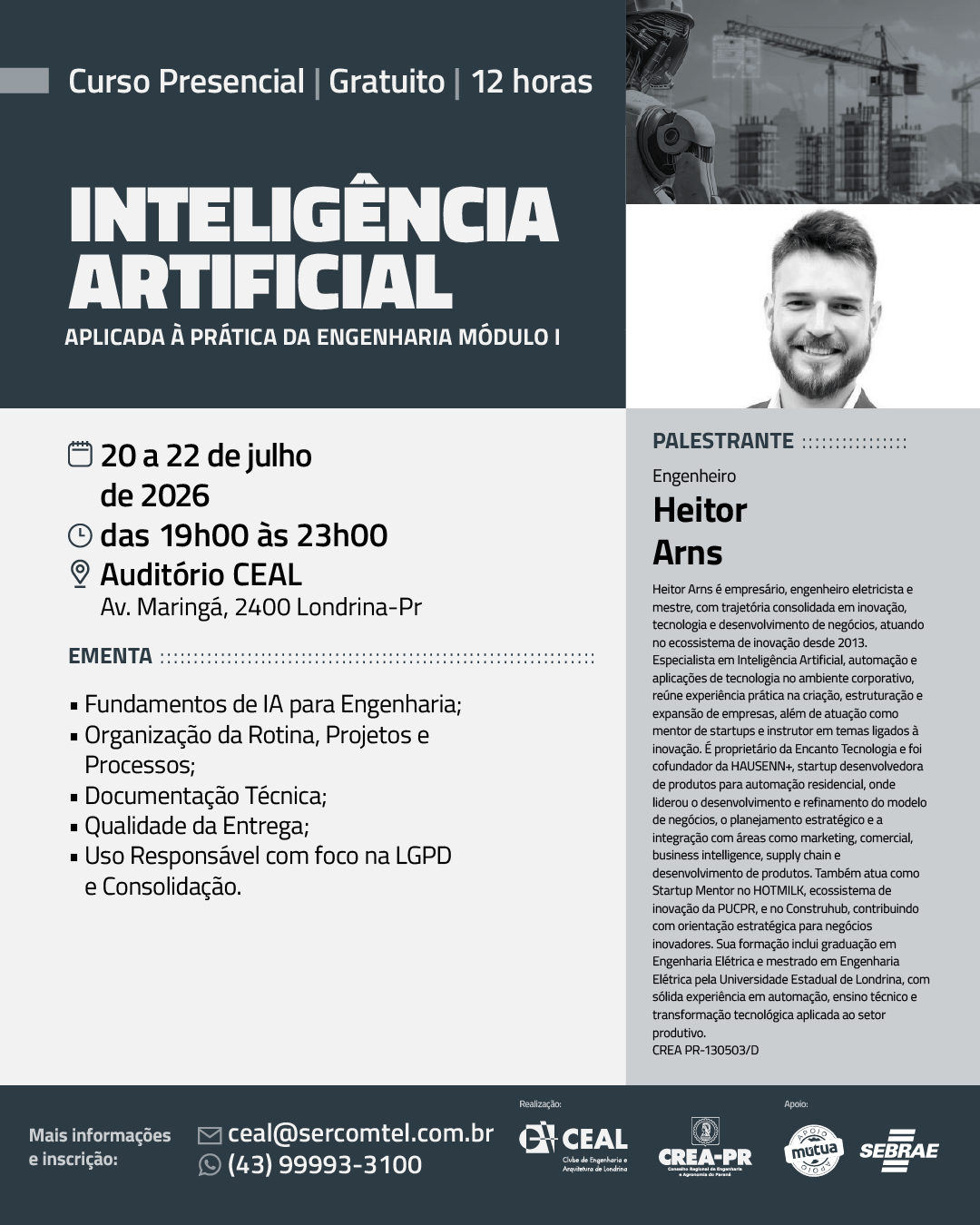 Curso Presencial de Inteligência Artificial aplicada à prática da Engenharia – Módulo I – CEAL