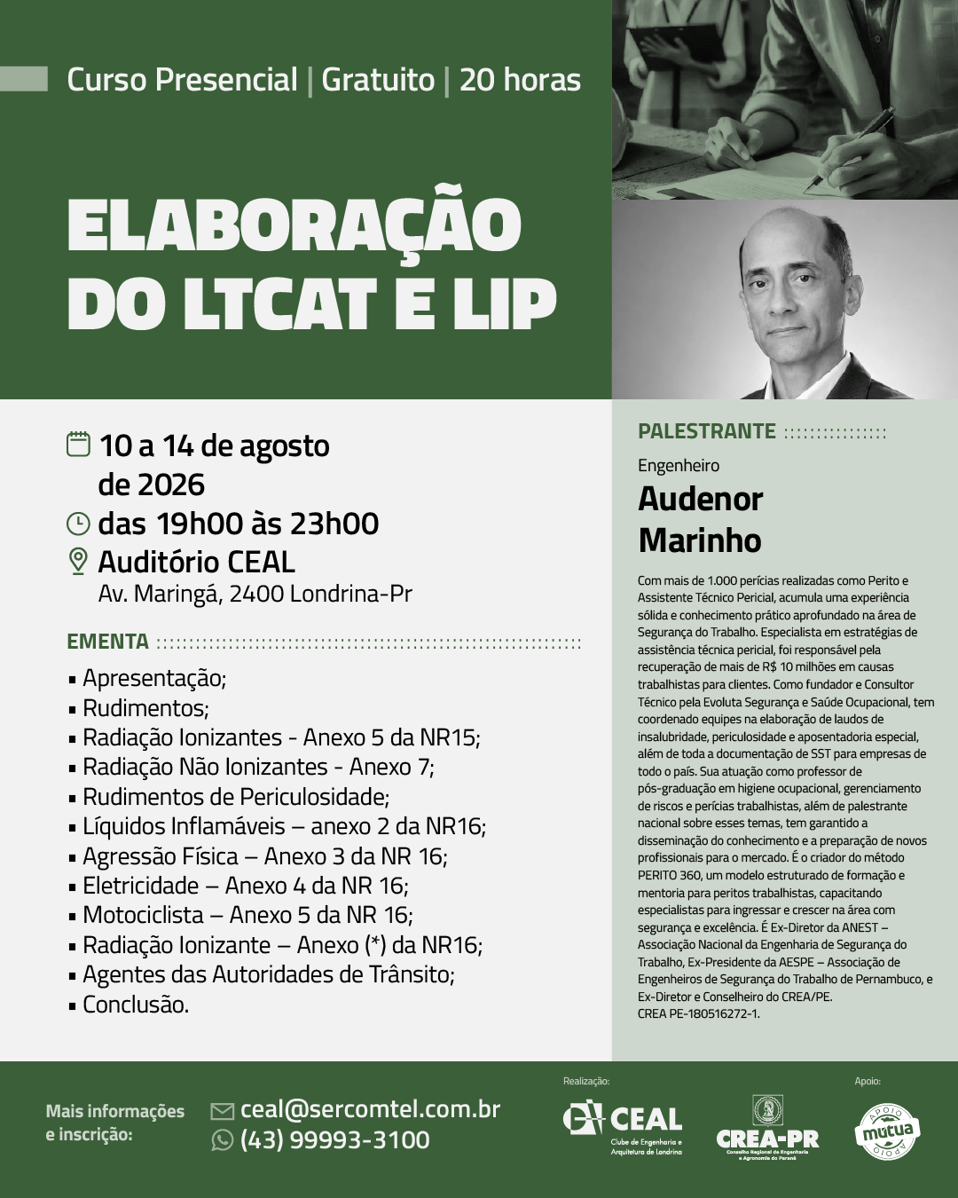 Curso Presencial de Elaboração do LTCAT e LIP – CEAL