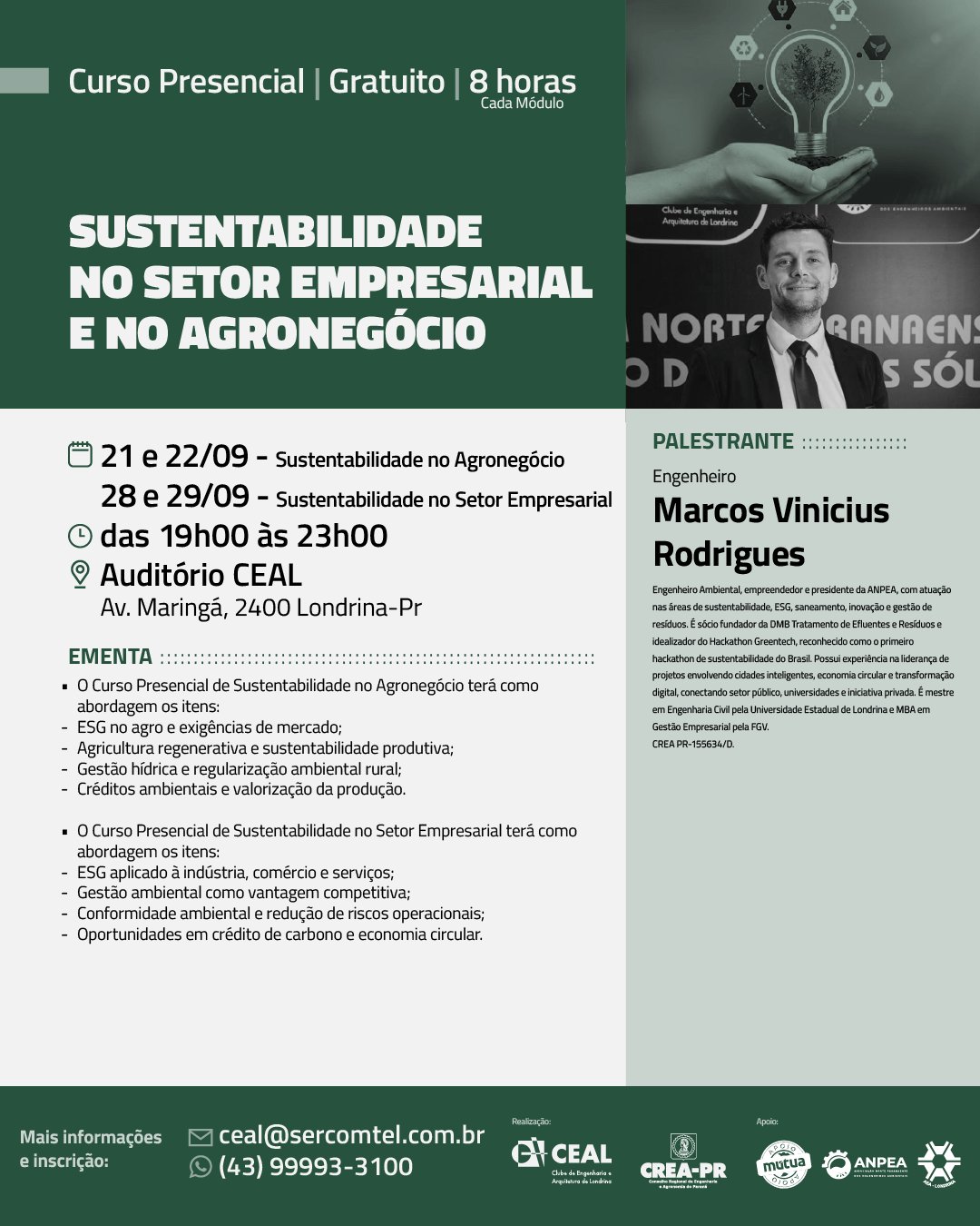 Sustentabilidade no Agronegócio e no Setor Empresarial – CEAL